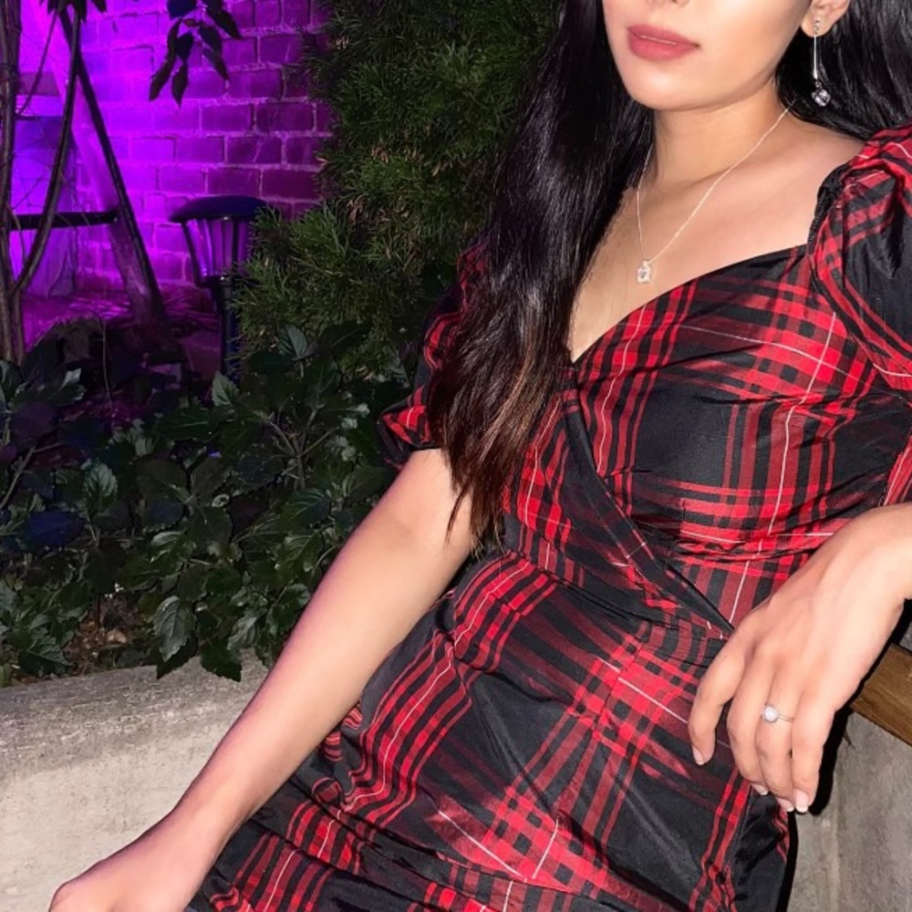 Red plaid dress